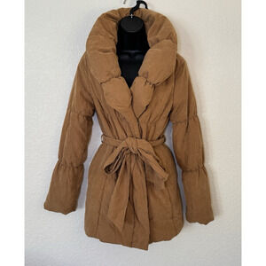 Lip Service Belted Wrap Puffer Coat Quilted Soft Shell Shawl Collar Parka Japan